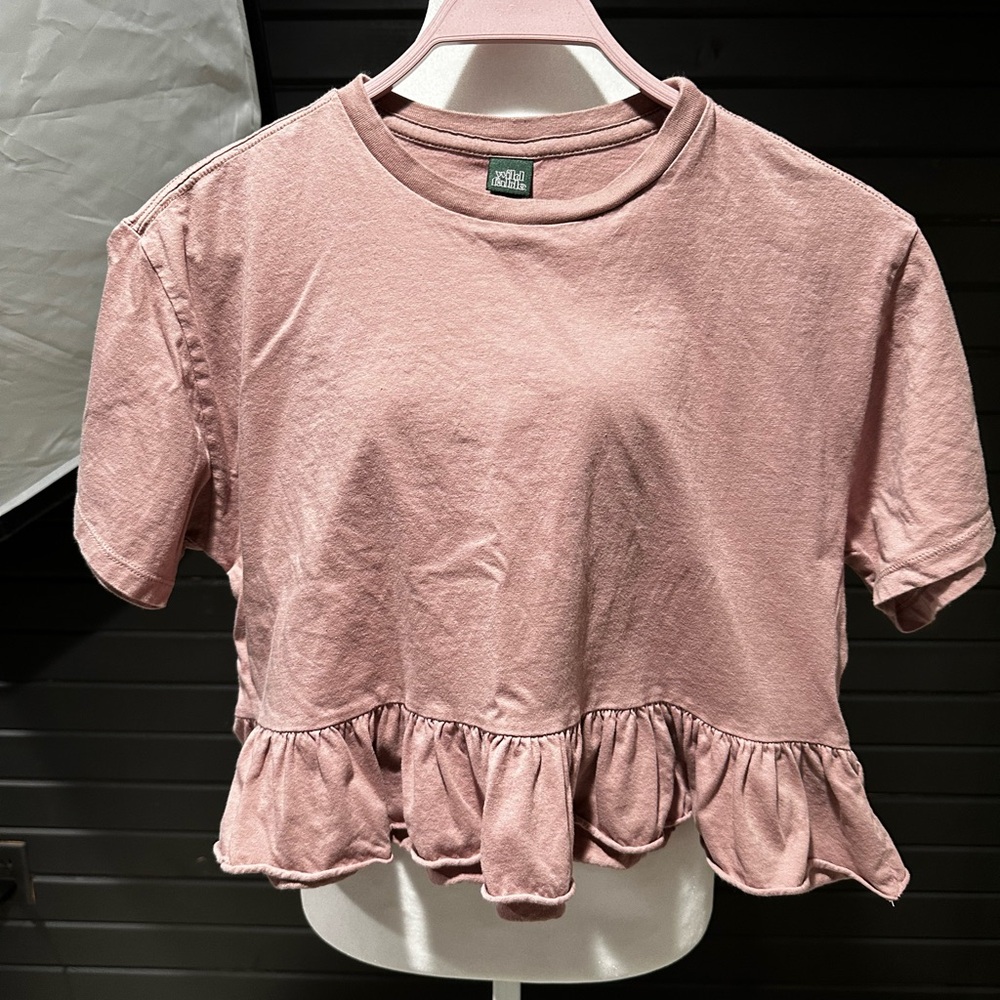Wild Fable Dusty Pink Ruffle Hem Women's Cropped Top size small
